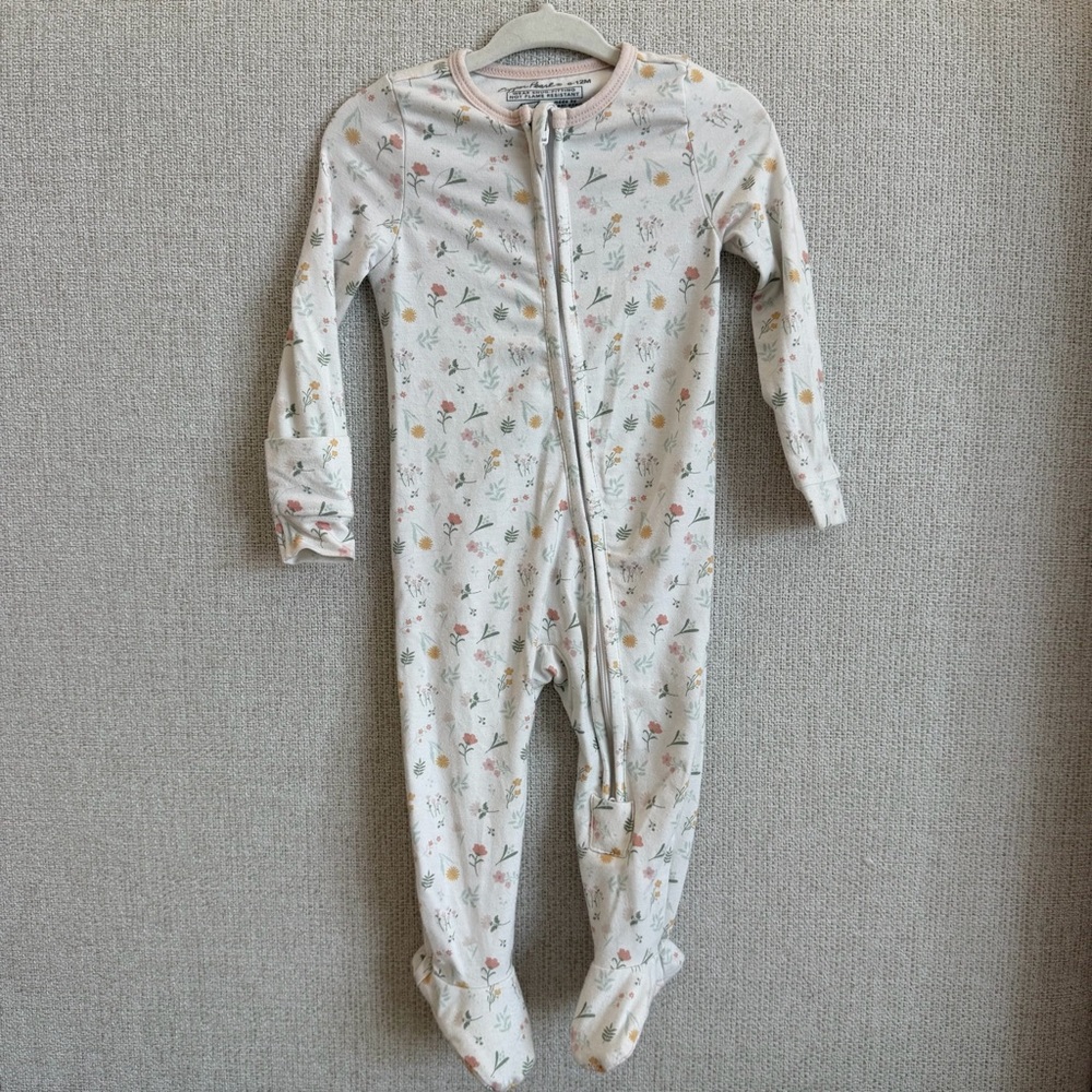 Charming Floral Kids Footie Pajamas
